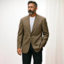 Vintage Canali Mens Silk Wool Blazer Houndstooth Puppytooth EU 52R US 42R Italy