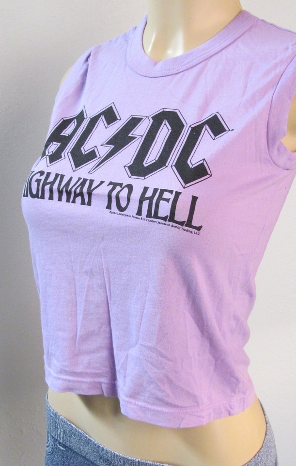 AC/DC Crop Top T-shirt Highway To Hell CHASER Tank Top Women JUNIORS ...