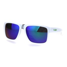 Kush Mens White Color Mirror Rectangular Sport Gangster Sunglasses Teal Mirror