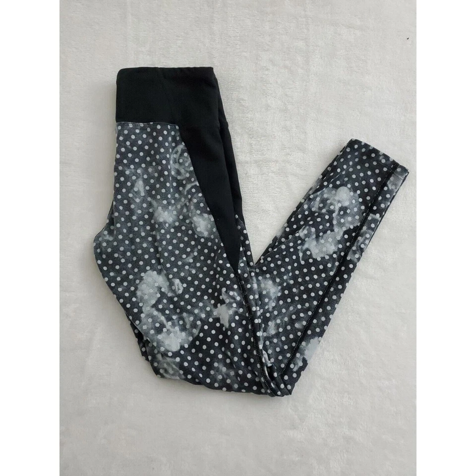 Леггинсы женские Betsey Johnson XS выцветшие черные с цветочным узором в горошек эластичные - Изображение 2 из 4