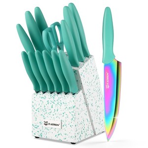 14 Pièces en acier inoxydable Rainbow Couleur Kitchen Knife Set