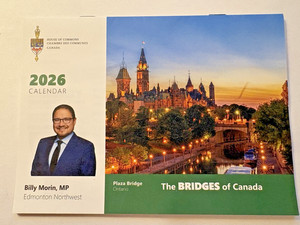 House of Commons Canada 2026 Calendar Billy Morin MP Edmonton Northwest