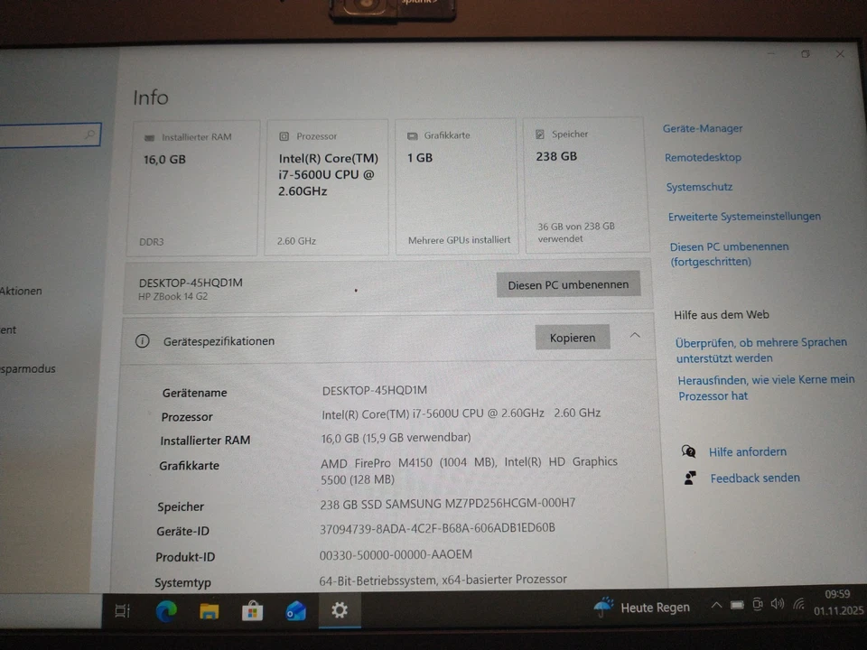 HP ZBook 14 G2, 2stück, Akkus Neu,Windows10 - Bild 4 von 4