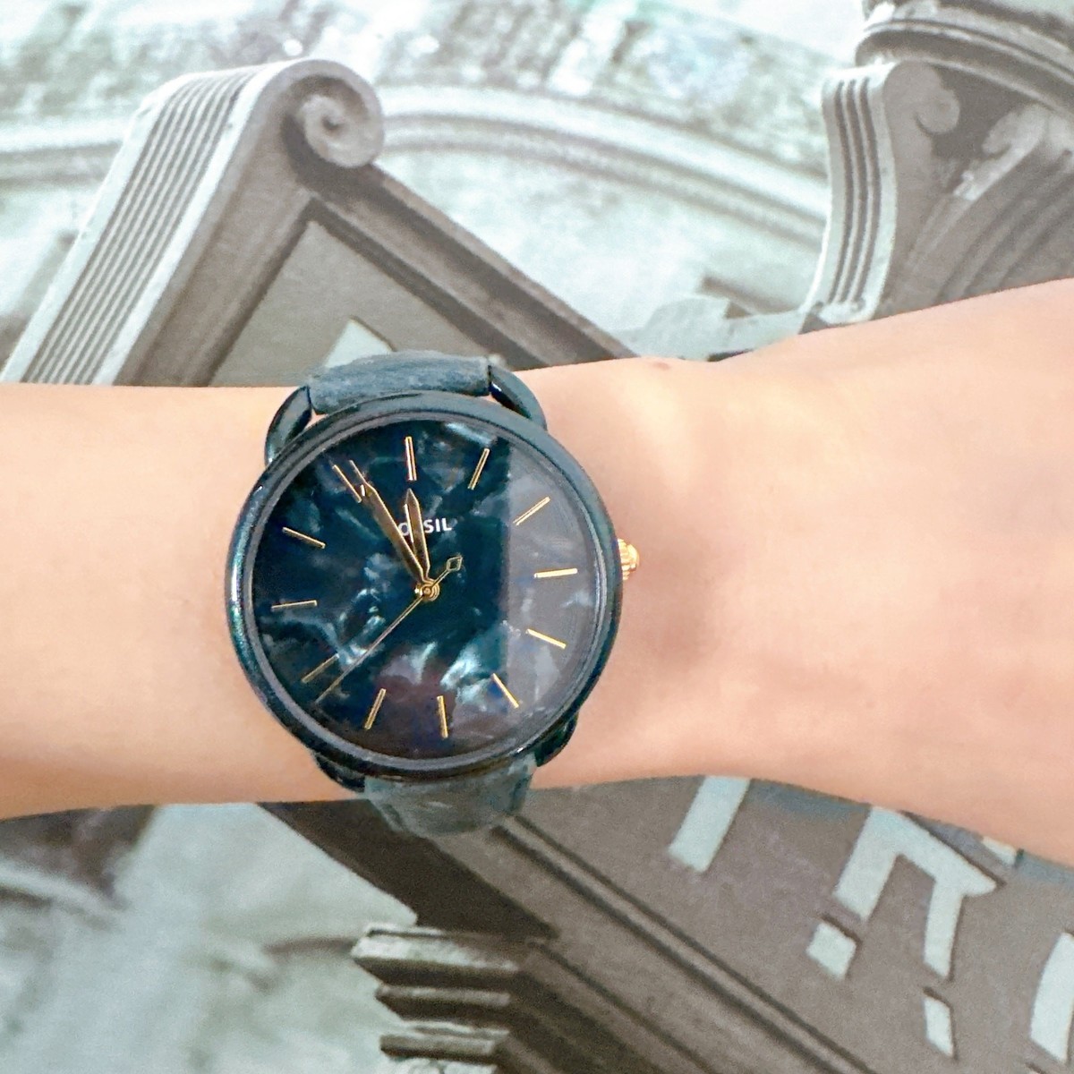 Fossil ES4423 Tailor Green Dial Leather Strap Women's Watch | eBay