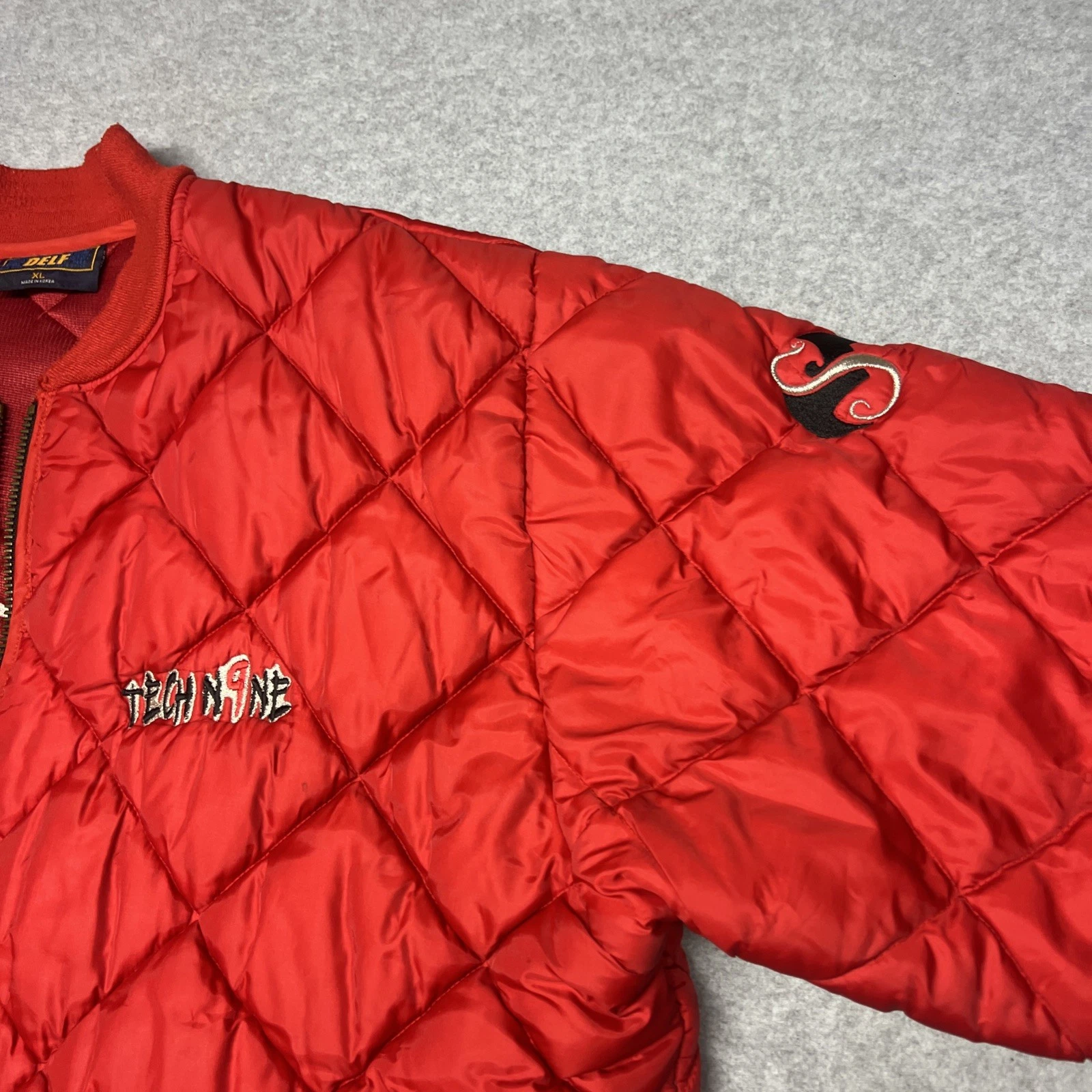 Rare Vintage Tech Nine Jacket Mens XL Quilted N9NE Strange Music Hiphop Red image 8