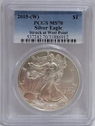 2015-(W) $1 American Silver Eagle PCGS MS70 Struck At West Point