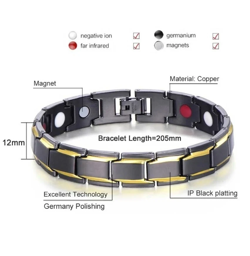 Copper Magnetic Bracelet Energy Healing Therapy Arthritis Pain Relief Men Women - Image 4 of 4