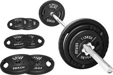 Cast Iron Standard Weight Plates Including 5FT Standard Barbell W/ Star Locks