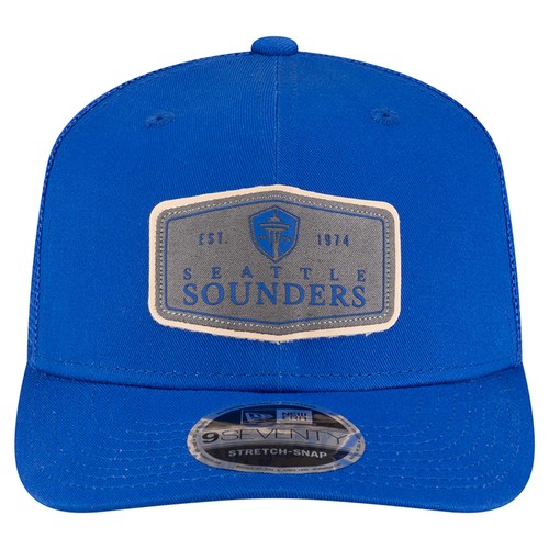 Men's New Era  Blue Seattle Sounders FC Labeled 9SEVENTY Trucker Stretch-Snap - Imagen 2 de 5