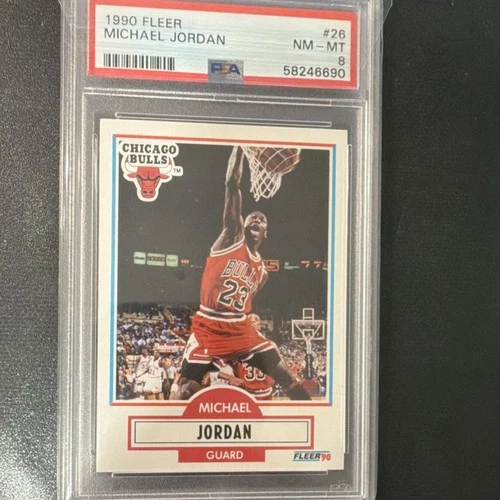 Fleer 1990-91 Michael Jordan #26 PSA 8 Chicago Bulls Black Line Bio Var