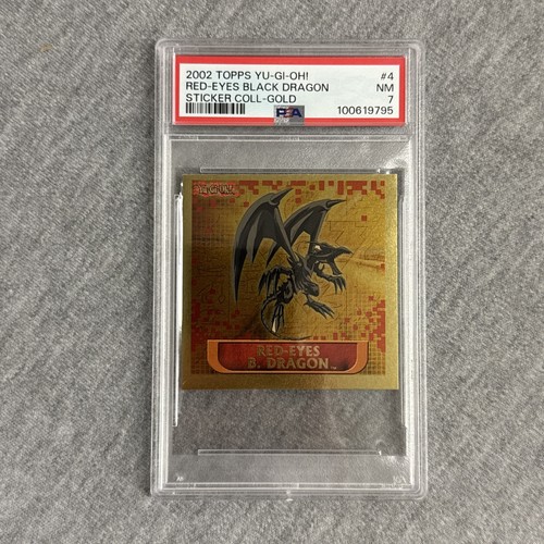 2002 Topps Yu-Gi-Oh! Sticker Collection #4 Red-Eyes Black Dragon Gold PSA 7 NM