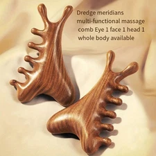 2Pcs Comfortable Wooden Scalp Massager Comb for Relaxation Sandalwood Massag