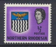 Northern Rhodesia QEII 1963 0.5d R4/11 "HAIR FLAW" SG 75c LMM