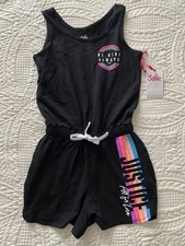 Girls Justice Black Romper Jumpsuit Be Kind Always Size Small 7/8 NWT