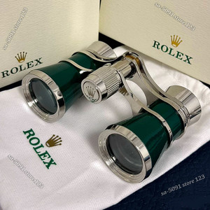 Bid ROLEX Green Lacquer Opera Binoculars Silver Tone Rare Collectible