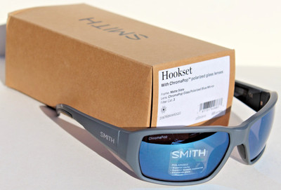 SMITH OPTICS Hookset POLARIZED Sunglasses Matte Slate/ChromaPop Blue Glass $297