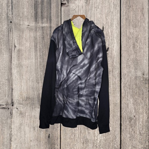 Saga Men's Grey Neon Green Hooded Jumper Size XXL - Picture 2 of 3
