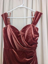 Burgundy Velvet Sleeveless Sweetheart Draped Long Gown Removable Straps