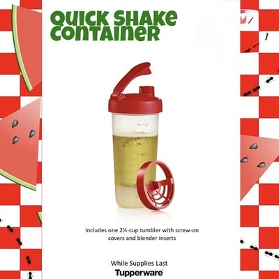 Tupperware Quick Shake 20 oz  Drink or Gravy Shaker Flip Top Lid and Insert Red