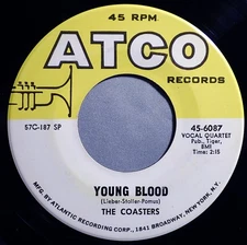 HEAR IT 50's Doo-Wop 45 rpm record The Coasters "Young Blood" from 1957