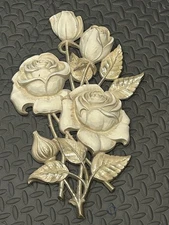 Vtg 1960s Syroco Flower Wall Plaques A-4460 Floral Rose USA-Some Chipping