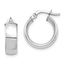 Italian 14k White Gold High Polished 5mm x 16mm Mini Hinged Hoop Earrings