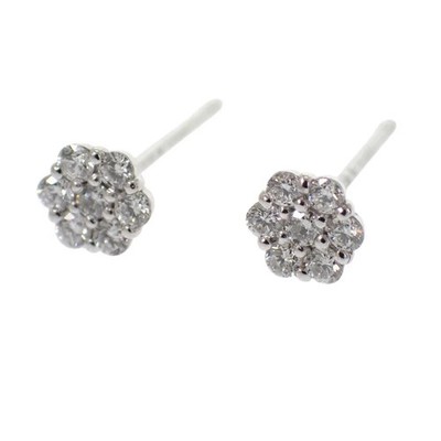 Pt900 Platinum Diamond Stud Earrings Ladies ISY