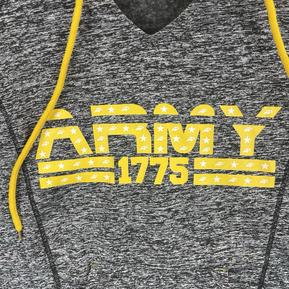 Sudadera con Capucha Army Performance Para Mujer Talla Pequeña Gris y Amarillo Manga Larga Pullover Foto 2 de 4