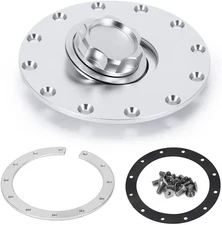 Universal Billet Aluminum Fuel Cell Cap Embedded Auxiliary Oil Tank Cover Flus