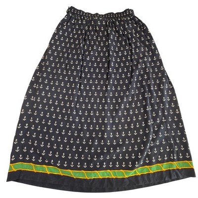 Bechamel Navy VINTAGE Anchor Print Skirt Women's Size 14 Nautical Rope Trim