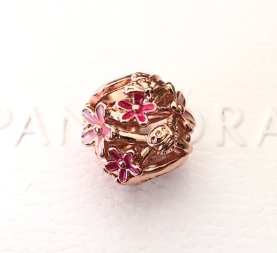 Pandora Rose Gold, Openwork Pink Daisy Flower Charm #788772C01 +Gift Box