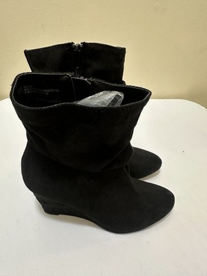 Saundra Women's Wedge Ankle Mid Calf Boot Shoes Color Black US Size 7.5 N21