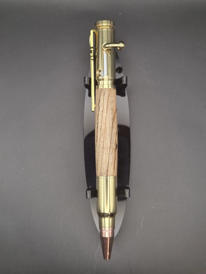 Bolígrafo de acción de perno de nogal dividido estabilizado girado a mano (bolígrafo #98) Foto 2 de 3
