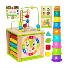 Toyventive Wooden Kids Baby Activity Cube - Girls Gift Set  1st Bi... Fast Ship