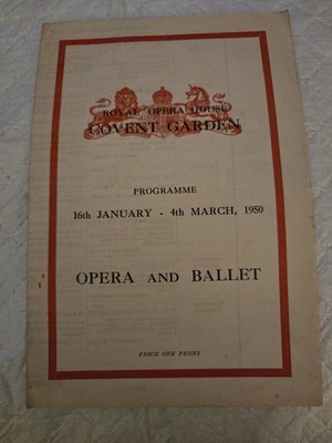 Royal Opera House Covent Garden Opera Ballett Programm Jan-März 1950 Vintage