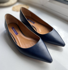 Ralph Lauren Purple Label Women’s Navy Leather Pointed Toe Ballet Flats UK4 EU37