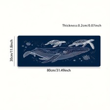 1pc Large Blue Whale  Sea Turtle Ocean Themed Gaming Mouse Pad - Non-Slip Rubb