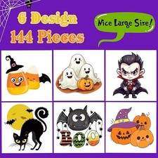 Halloween Temporary Tattoos -144 PCS- 2 inches, 6 different designs.