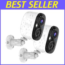 Wireless Outdoor Security Cameras 2 Pack, Color Night Vision