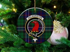Halkerston Clan Scottish Tartan Crest Ceramic Ornament