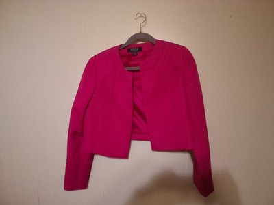 Kasper Size 1 Pink 3/4 In Sleeve Jacket With Rose Print Detail