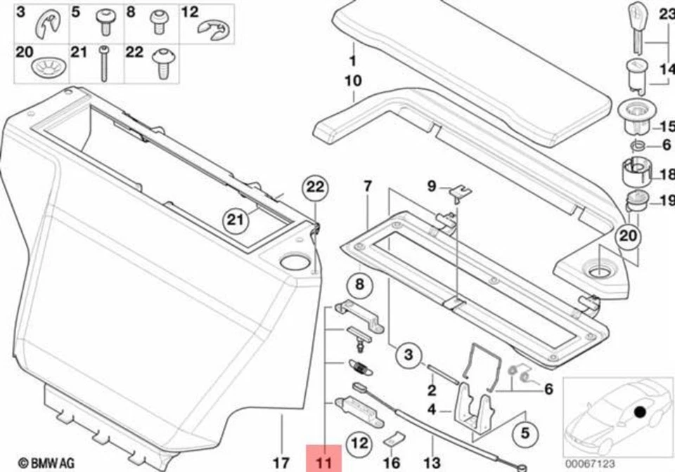 Kit de reparación de pasador de bloqueo de consola de caja de almacenamiento trasero original BMW Z8 OEM 51477031350 Foto 2 de 3
