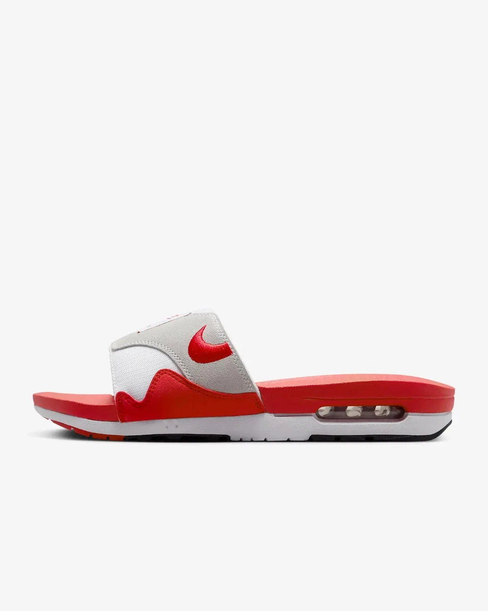 New Nike Air Max 1 Slides Shoes White University Red DH0295 103
