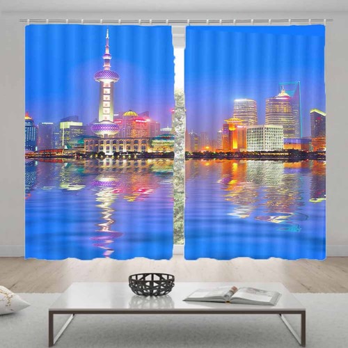 Magic City Shanghai Bloqueo 3D Foto Impresión Cortina Tela Cortinas Ventana - Imagen 4 de 10