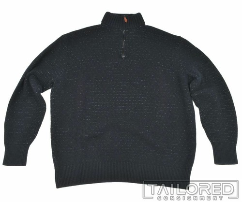 INIS MEAIN Solid Blue Wool Linen Woven Quarter Zip
