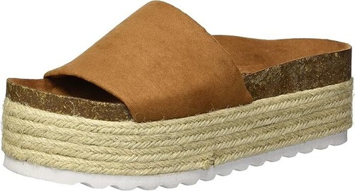 Sandalias de plataforma con cuña sin cordones de gamuza y whisky Dirty Laundry Pippa 6,5