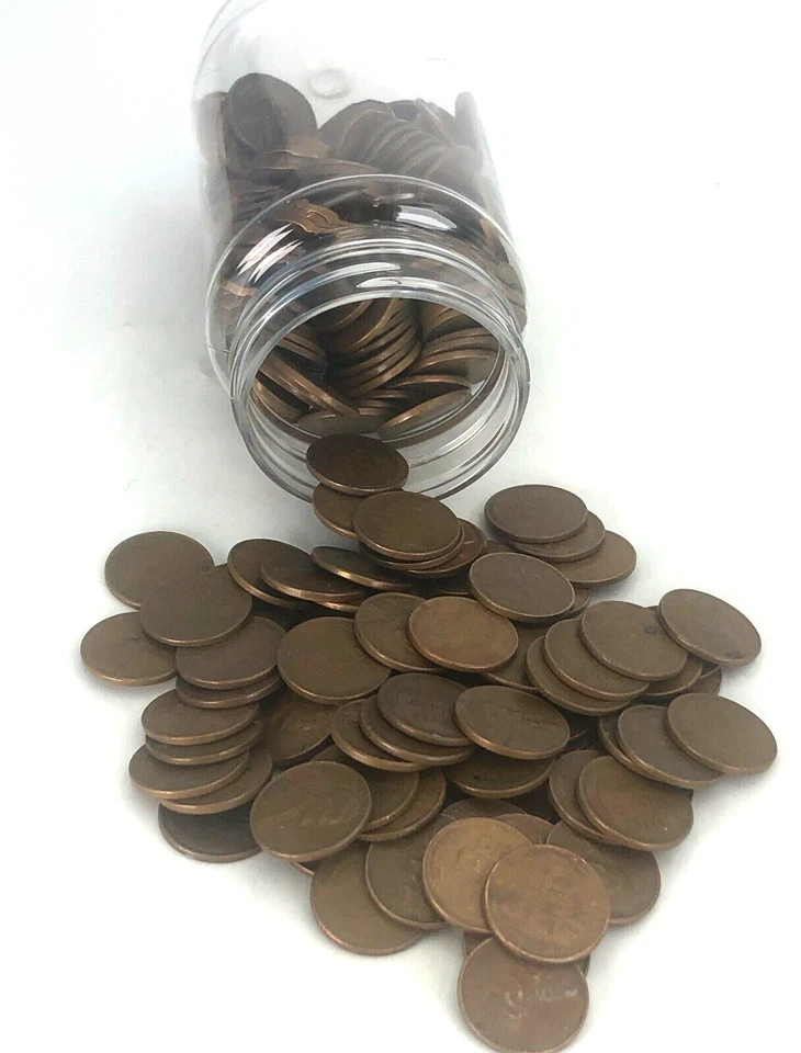 ¡MÁS DE 2 LIBRAS! Centavo de trigo Lincoln centavo a granel moneda mixta LOTE SIN BUSCAR con frasco Foto 4 de 4