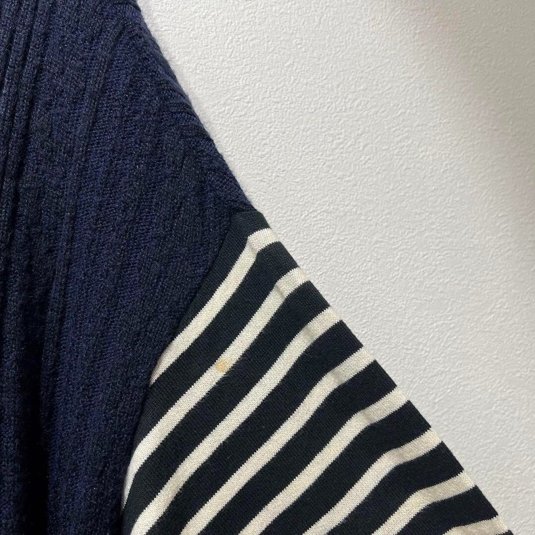 Yohji Yamamoto Y'S Wool striped cable docking design long
