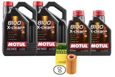 Motul + OEM Engine Oil Change Kit (5W-30) (12 Liter) (X-Clean+ 8100)