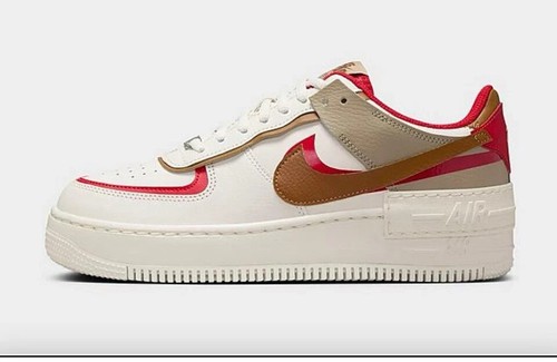 Nike Air Force 1 Shadow Low Women Sz12 Phantom Fire Red Khaki Light HQ3400 030 - Picture 2 of 6